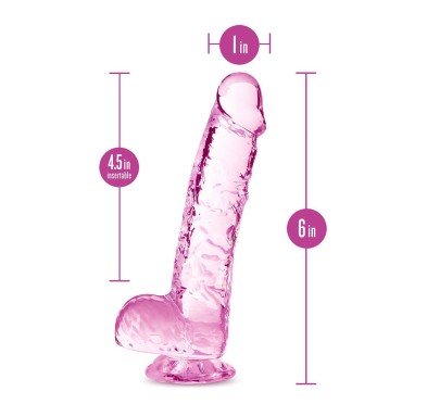 NATURALLY YOURS  6" CRYSTALLINE DILDO  ROSE